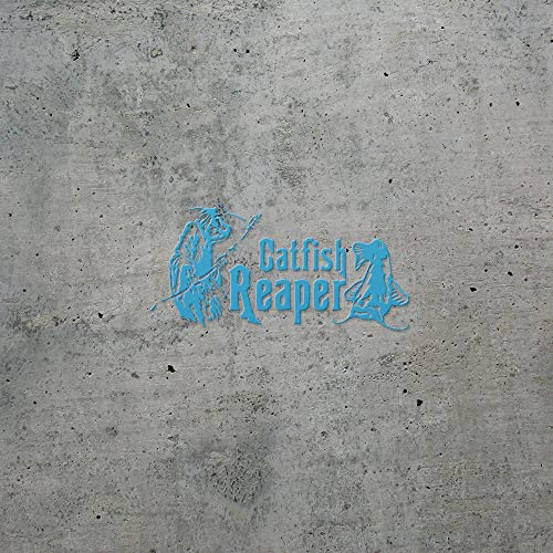 2 Pcs - No Background Decal Stickers of Catfish Reaper Fishing #2 (Azure Blue) Premium Waterproof Vinyl Decal Stickers for Laptop Phone Accessory Helmet Car Window Mug Tuber Cup NVCSKUS570832BE090622 - color: Azure Blue, size: 6.8'' x 3.3''
