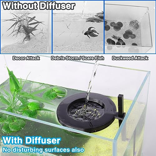 lopeztek Water Flow Controller for Betta Fish Tank, Water Change Pouring Diffuser for Aquarium, Efficiency Water Filling Accessories (Black)