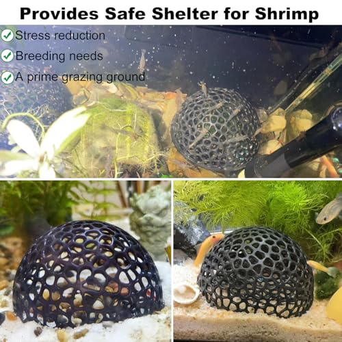 Aquarium Shrimp Hide, Fish Tank Porous Cave Shelter Hideout Ornament, Detachable Breeding Shrimp Hide & Rest Tunnel, 2 Set, Black - color: Black