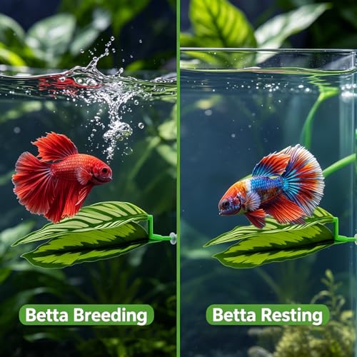 5 Pcs Betta Fish Hammock & Toys Set - Aquarium Tunnel, Floating Mirror, Hammock, Leaf Pad & Exercise Ring, Safe Resting, Hiding & Feeding Decor for Shrimp & Small Fish Tanks