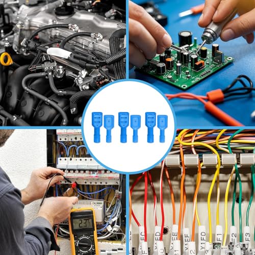 16-14 AWG Nylon Male and Female Spade Connectors Insulated Blue Quick Disconnect Wire Connector Spade Crimp Terminals (Pack of 80Pcs)