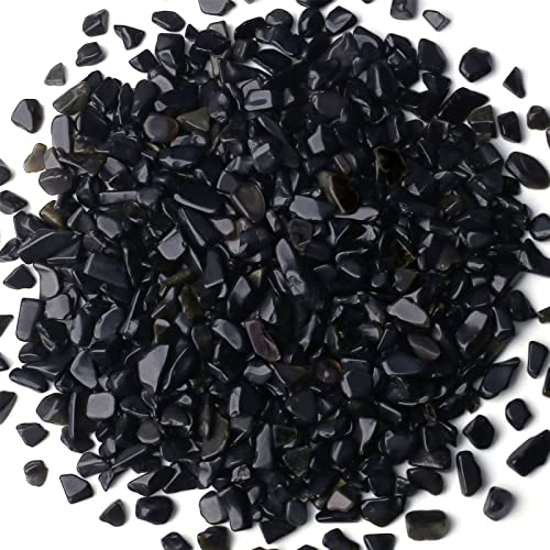 Obsidian Healing Crystal Chips Bulk Gemstones Sets Tumbled Crushed Stones Crushed Crystals Natural Rocks for Fountain Rocks Decoration Reiki Energy Balancing Meditation Aquarium Gravel 0.44lb - color: Obsidian, size: 0.44 Pound
