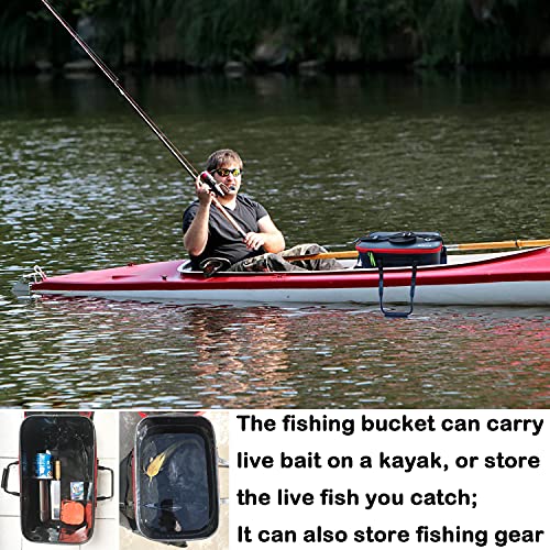 Grneric Fishing Bucket, 6Gallon/8Gallon/10Gallon Foldable Fish Bucket,Live Fish Container Multi-Functional Live Fish Bait Bucket,Outdoor Camping EVA Fishing Bag and Fish Protection Bucket - color: 30l/8gallon(black)