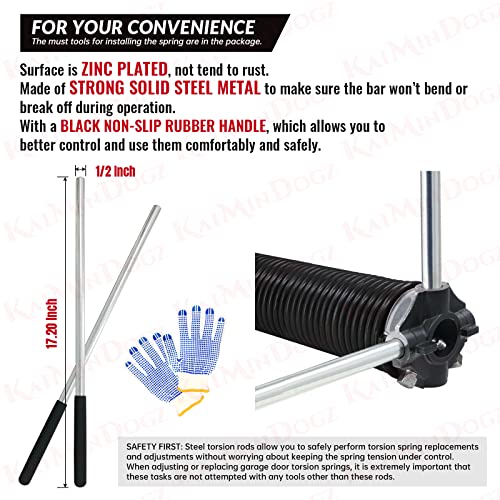 Pair of 2" Garage Door Torsion Springs Set with Non-Slip Winding Bars & Gloves, High Quality Precision Electrophoresis Black Coated, for Replacement & Installation, MIN 16,000 Cycles (0.192x2''x18'') - size: 0.192X2"X18"