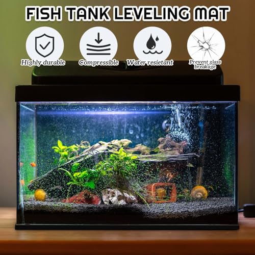 Pangda 2 Pcs 24 x 24 Inch Aquarium Fish Self Leveling Mat for Under Tank 5mm Thick Foam Compressible Neoprene Mat with Adhesive Backing Shockproof Waterproof Easy to Cut Stability, Black - color: Compressible Neoprene Foam, size: 24 x 24 Inch