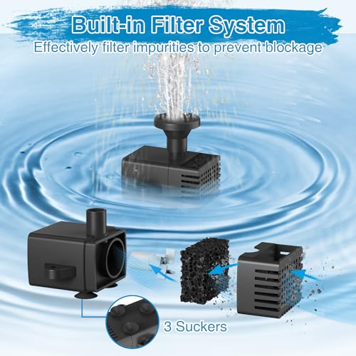 Jutai Solar Fountain Kit with Holder Glass Panel - No Battery, DIY Mini Solar Water Pump Works in Shadow with Sucker for Bird Bath, Hummingbird, Water Feature, Outdoor, 9.84ft Power Cord, 8 Nozzles - color: Black