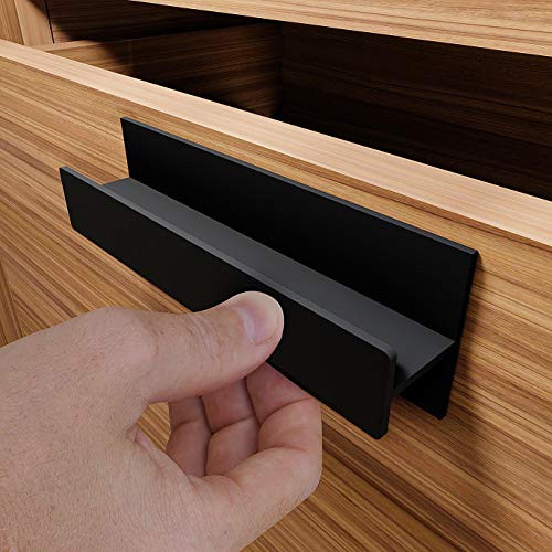 HRX Self-Adhesive Edge Fingerpull Door Handle - Easy to Install Screwless Peel and Stick on Glass, Wood, Metal, Plastic - Sliding Doors Knob for Kitchen Fronts, Drawers & Dressers Panels - 2 Pack