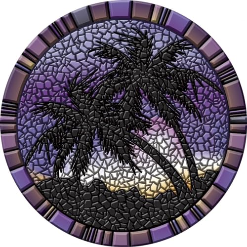 Decorative Pool Art - Poolmat - 50+ Designs Easy to Install and Remove - size: 29" in Diamater, style: Purple Palm Trees