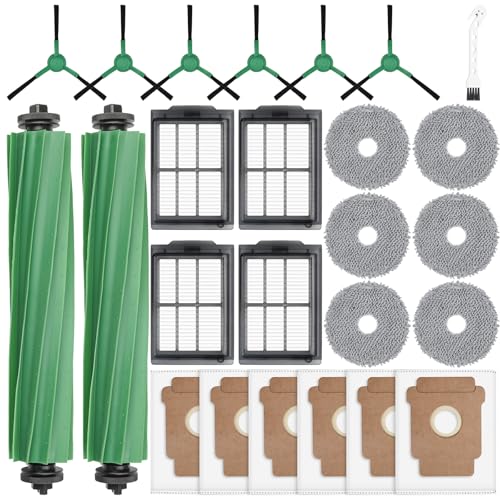 25 Pcs Replacement Parts for iRobot Roomba Plus 405 Combo/505 Combo /507 Combo Robot Vacuum Cleaner, Include 2 Main Brushes, 6 Dust Bags, 6 Mop Pads, 4 Filters, 6 Side Brushes and 1 Cleaning Tool - size: 405 Combo Kit