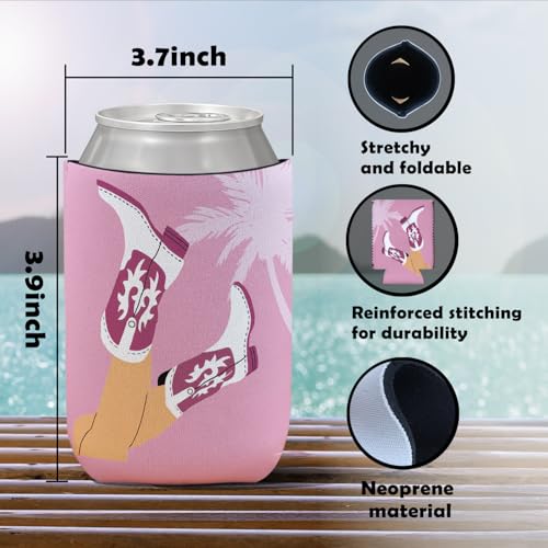 4 Pack Western Coastal Cowgirl Reusable Neoprene Insulator Cup Sleeve for Cold and Hot Drinks, Pink Western Preppy Beach Coastal Cowgirl Can Drink Sleeves Cooler Sleeves Gifts for Women - color: Coast Cowgirl（Pink)-cup