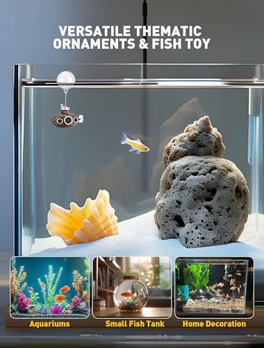 SARDVISA 2.1 in Mini Floating Submarine Fish Tank Decoration, Safe Resin Aquarium Decoration for Betta Toys, Cichlid, Goldfish, Shrimps and Hermit Crabs, Cute Retro Underwater Fish Tank Accessories - size: 2.1'' Mini Floating Submarine