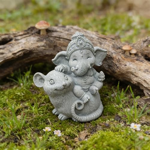 Small Elephant Statue Sandstone Figurine Hindu Meditation Buddha Sculpture for Fish Tank Aquarium Decoration (D) - color: D