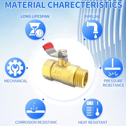 ChillWaves Brass Ball Valve, Air Compressor Ball Valve Shut Off Switch 1/2" NPT Male x 1/2" NPT Female Thread Pipe Fitting(4-PACK) - size: 1/2" MNPT x 1/2" FNPT, style: PACK OF 4