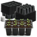 RooTrimmer 40 Pack Reusable 12-Cell Seed Starter Tray, Plant Starter Trays with Large Drainage Holes for Seed Germination, Easy to Repotted, Fits Standard 1020 Flats and TD377 Trays, Black - color: Black, size: 12 Cells-40P