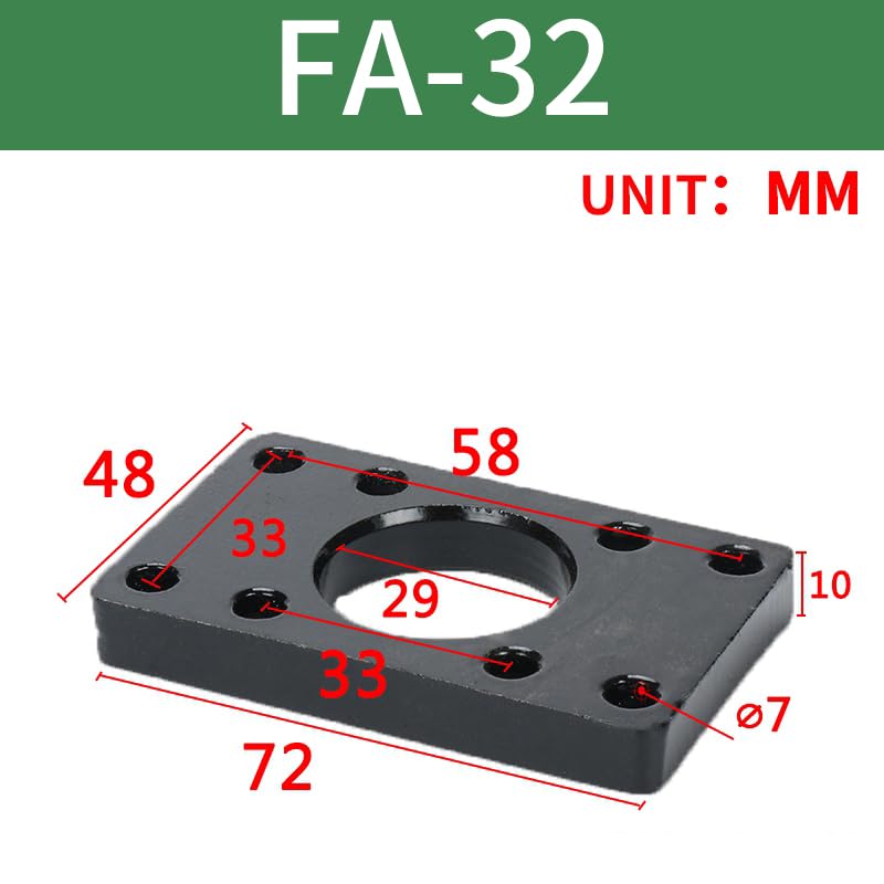 Square Flange Mounting Plate for SC Cylinder FA Series, Universal Fixed Mounting Bracket for Pneumatic Air Cylinders (FA32) - color: FA, size: 32