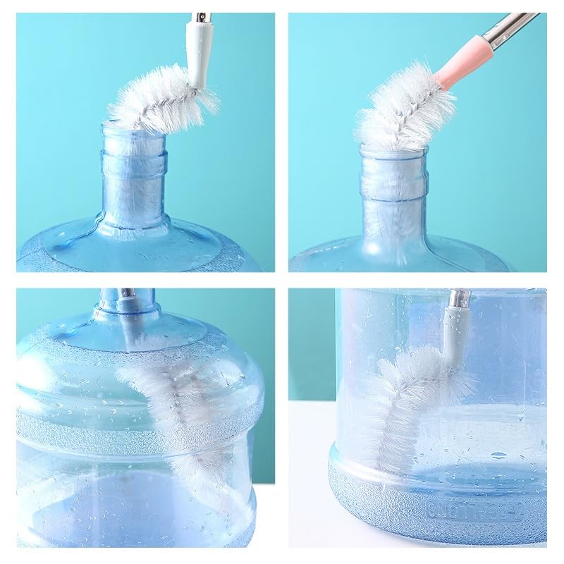 LUFOX 2 Pack 28" Long Bottle Brush, 3 & 5 Gallon Bottle Cleaner Brush, Bendable Replaceable Brush Head Bottle Cleaning Brush for Family