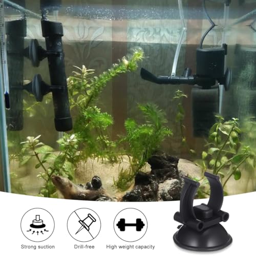 Homoyoyo 10 Pack Aquarium Heater Suction Cups 1.3" Suction Base with 0.95" Clips Heavy Duty Heating Rod Holder for 1" Standard Tubes PVC Pipes Rain Bars Black