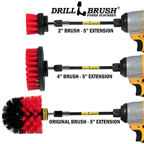 Stiff Bristle Power Scrubber Kit with Extension - Pressure Washer Surface Cleaner Alternative - Ideal for Cleaning Outdoor Garden, Fire Pit, Patio, Graveyard Tombstone, Bird Bath, Siding, and Deck - color: Red