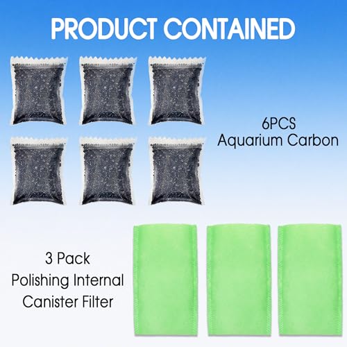 xcivi 9PCS Accessories Compatible with Marineland Magnum ML90770 Canister Filters, Media Filter Bags Activated Carbon, Polishing Internal Canister Filter for MarineLand Magnum Micron Cartridge PA0140