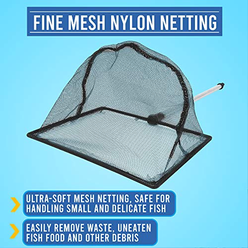 Long Handle Fine Net Fish Tank Net – Retractable 24 inches - size: 4 Inch
