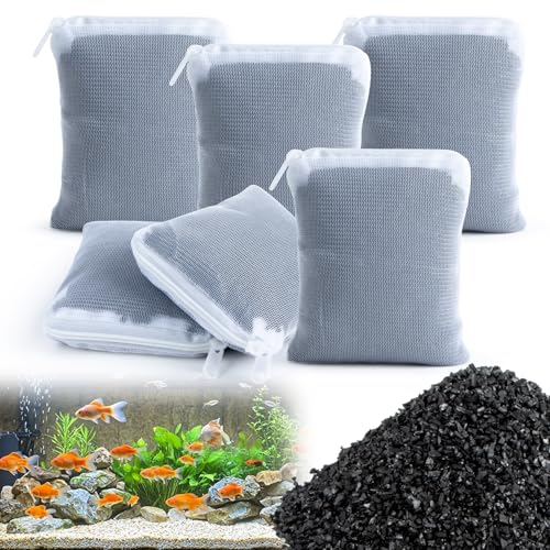 MAQIHAN 1.7 LB Activated Charcoal - Activated Carbon Aquarium Filter Media Charcoal Pellets for Fish Tank Supplies Media Bags for Aquarium Coconut Shell (780 gram,6 Nylon Bags) - size: 1.7 lb