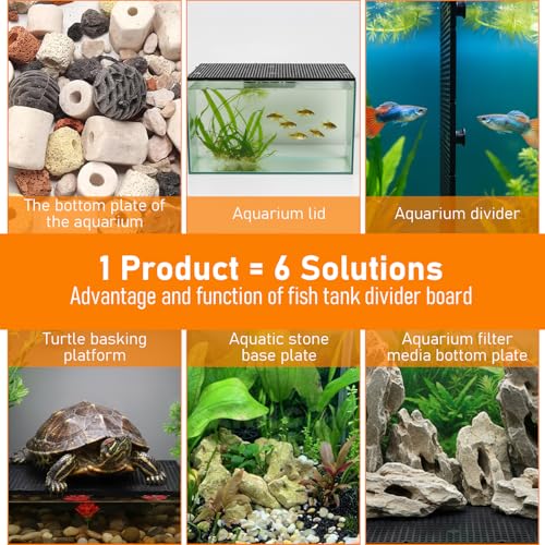 10Pcs Plastic Aquarium Grid Egg Crate with Brackets, Fish Tank Divider Panel for Bottom Filtration, Tank Separation and DIY Aquascaping