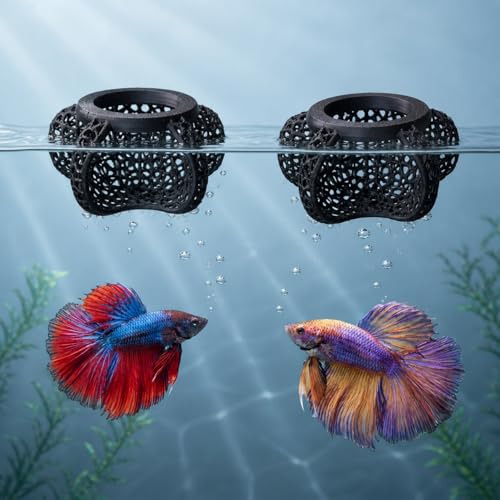 Aquarium Hideout Decor House, Fish Tank Ornament for Small Fish & Shrimp, Floating Cave Decoration for Aquariums(Black)