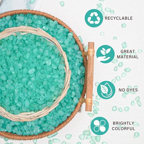 QEQEKAKA Sea Glass Stones for Crafts About 1LB (405g/14.28oz) Glass Pebbles Gemstones Bulk for Beaching Wedding DIY Decoration Aquarium Turtle Tank Vase Filler - color: Mint Green, size: 1LB (405g/14.28oz)