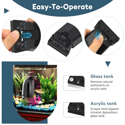 AQQA Aquarium Magnet Glass/Acrylic Cleaner,Fish Tank Cleaner Brush,Magnetic Algae Scrapers Cleaning Tools with 2 Detachable Scrapers,Floating Freshwater Saltwater (XL) - size: Extra Large