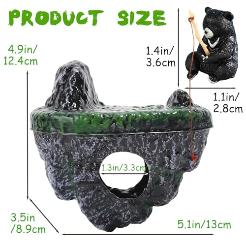 Aquarium Floating Island Decoration with Interactive Fish Feeding Hook, Floating Betta Hide and Shrimp Cave, Aquarium Decor with Hideout Tunnel, Betta Fish Hammock