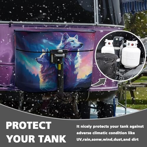 White Wolf RV Propane Tank Cover for Travel Trailer Replacement Cover for RV/Trailer/Camper Double 20lb Propane Tank Protector - color: White Wolf, size: Small-Double 20LB