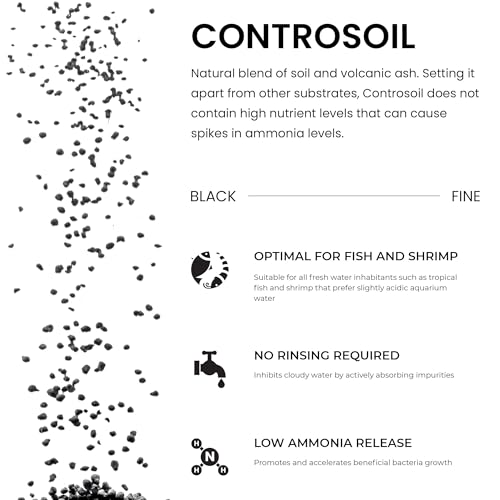 Ultum Nature Systems Controsoil - Freshwater Aqua Soil Substrate for Fish, Shrimp, Live Plant Propagation and Aquascaping - 6.8pH Low Ammonia, Volcanic Ash - Black, Fine (3 Liter) - color: Black - Fine, size: 3 Liters (2.7 kg)