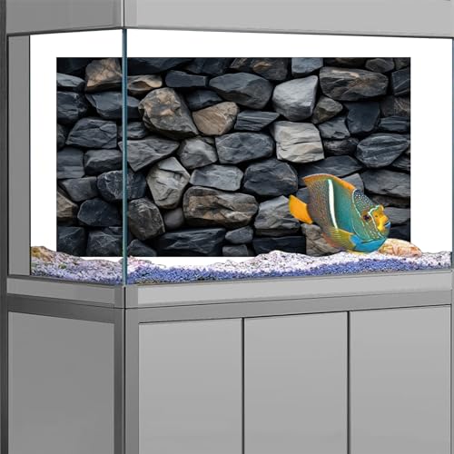 iTapnoom Underwater Stone Aquarium Background, Rock Wall Nature Landscape Fish Tank Backdrop Decor, Polyester Fabric with 6 EVA Double-Sided Tapes 36x18 inches/90x45cm - color: Stone, size: 36"L x 18"W