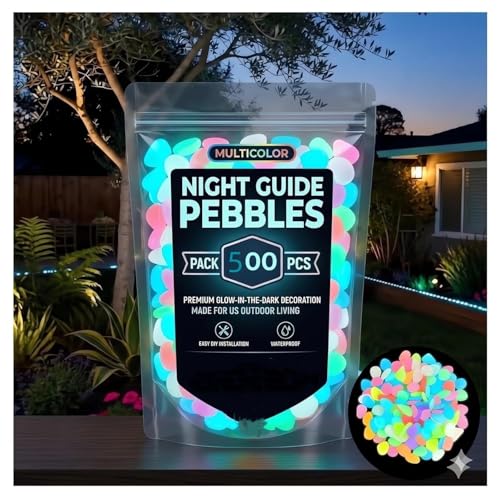 1000pcs Colorful Glow in the Dark Rocks, Outdoor Night Fruity Solar Guide Pebbles, Magical Luminous Rocks Landscaping Gravel Fish Tank Aquarium Stepping Yard Decor (Multicolor-500pcs) - color: Multicolor-500pcs