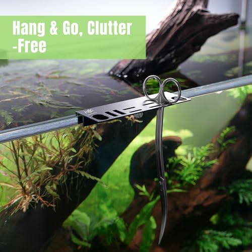 LINLAN 9.8-inch Wave Curve Aquascaping Scissors, Full Chamfer Smooth Design, Carbonized Anti-Rust, Professional Dutch Style Aquascape Shears, for Layered Shaping & Trimming Plants at Any Angle - size: Matte Black