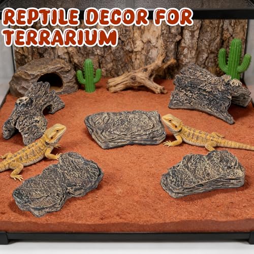 Warmtree 6 Pcs Diorama Rocks Artificial Tree Stump Miniature Stone for Diorama Supplies Micro Train Landscape Mini Garden Figurines Fish Tank Decor Cave Terrarium