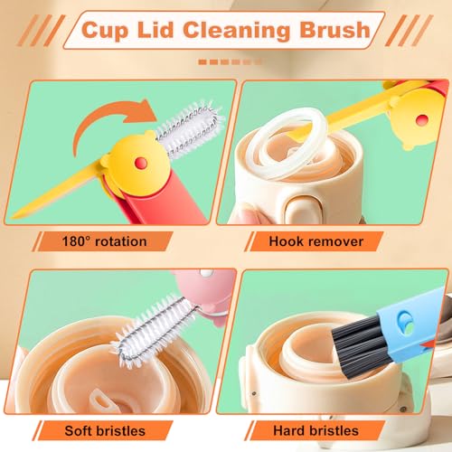 3 in 1 Cup Lid Cleaning Brush, Portable Gap Cleaner Brush - Multifunctional Bottle Cleaning Brush for Bottle Gap/Tight Spaces/Travel Bottle Lid, Home Kitchen Crevice Brush Tools, 3 PCS - color: Pink Blue Red