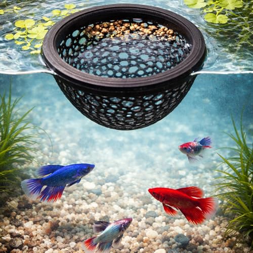 Floating Betta Fish Skins, Betta or Shrimp Feeder, Cave and Hammock, Small Fish Feeding Rings, Aquarium Hiding Feeding Decorative Accessories (Black)