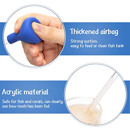 Boao 2 Sets Long Pipette for Fish Tank Coral Food Feeder Long Syringe Aquarium Coral Feeding Tube for Marine Fish Reef Aquatic Plant Spider Snake Lizard(Blue) - color: Clear,Blue