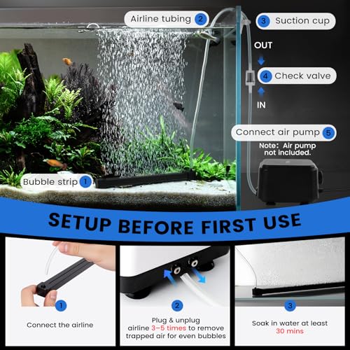hygger Weighted Nano Mist Bubble Wall Bar, 31.5" Self-Sinking ABS Air Stone Strip with Gentle Oxygen Diffuser for Freshwater & Marine Aquarium, Hydroponics - size: 31.5 Inch