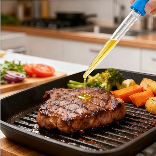 Premium Turkey Baster & Multi-Purpose Syringe, 30ml Heat Resistant Food Baster with Cleaning Brush for Kitchen, Aquarium, Marinade Injector, Basting, Oil Fuel Dispensing (Blue) - color: Blue