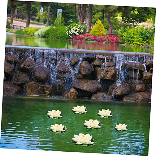 SOLUSTRE 9Pcs Artificial Lotus Water Lily Ornaments Green Leaves for Home Decor Pool and Aquarium Decoration