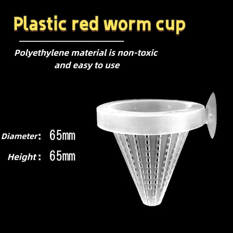 2PCS Plastic Bloodworm Feeding Cones with Suction Cup, Transparent Aquarium Nematode Feeder for Live Bait, 2.56 Inch Feeding Cup for Fish, Fish Tank Accessories