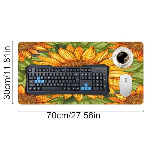 XXL Gaming Mouse Pad Sunflower Vintage Flower XXL Gaming Mouse Pad Large Desk Mat Protector for Desktop, Anti-Slip Rubber Extended Computer Keyboard Mat Writing Pad, 11.8 * 27.5 in,B-1477 - color: B-1477, size: 11.8*27.5 In