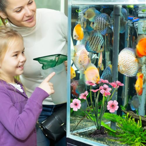 SEWACC 2pcs Aquarium Plants Fish Tank Decoration Artificial Plastic Plants Small Purple Pink Fish Tank Accessories for Desktop Household Aquarium Supplies