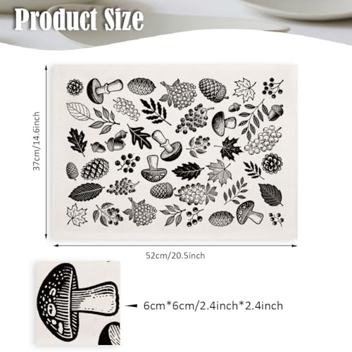 SUPERDANT 4PCS Forest Underglaze Paper Transfer Pinecone Mushroom Transfer Paper for Clay Ceramic Porcelain Under Glaze Transfers for Pottery Enamel Decals Black Underglaze Decal Papers - style: Forest Elements