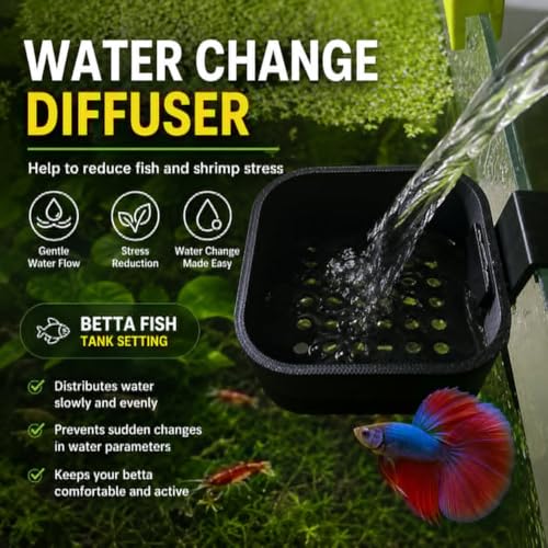 Aquarium Stable Water Change Diffuser. Water Flow Controller for Fish Tank, Flow Control & Gentle Water Return – Saves Water, Reduces Stress (Black) - color: Black