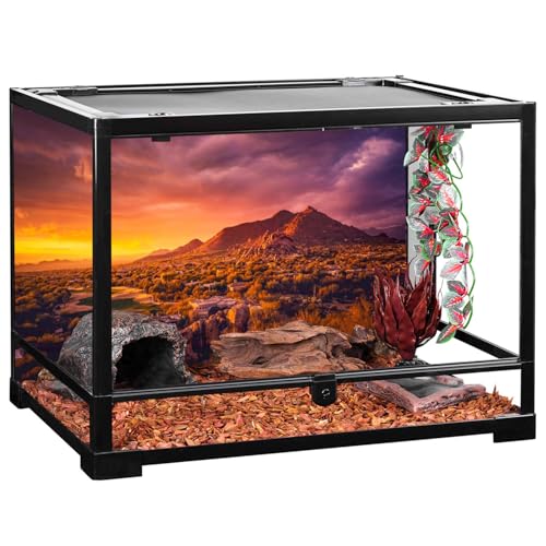 AWERT 48x24 inches Sun and Desert Terrarium Background Mountain Oasis Gobi Reptile Habitat Background Vinyl - size: 48x24in/120x60cm