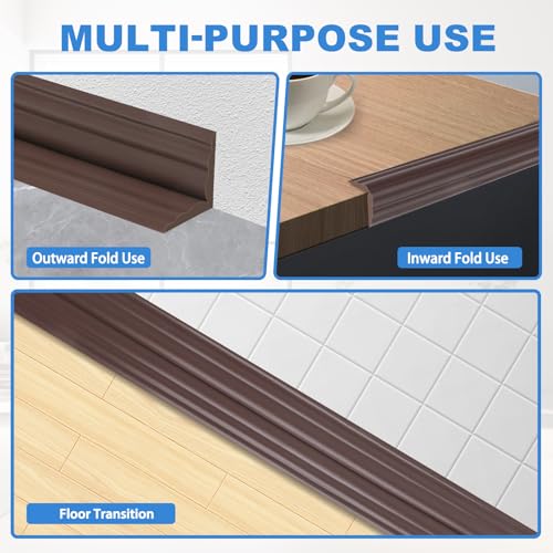 Wall Corner Protector Peel and Stick Corner Trim Molding Flexible Inside & Outside Wall Edge Guard Self Adhesive Moulding Trim for Edge Use, Brown, 0.8” W x 40’ L - color: Brown, size: 0.8 In x 40 Ft