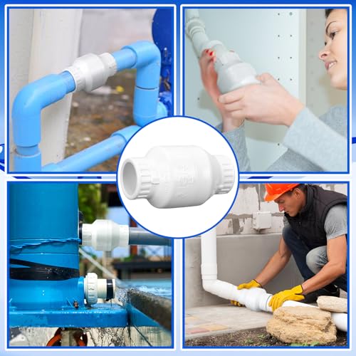 Geetery 3/4 Inch PVC Slip Swing Check Valve No Spring Back Flow Preventer Valve White No Return Silent Backflow for Backflow Prevention, Reduces Water Hammer Noise - size: 3/4 Inch
